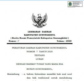 PERATURAN DAERAH GUNUNGKIDUL TENTANG LURAH